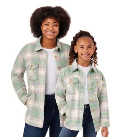 Plaid Button-Up Shirt Jacket members mark 10/12 girls nwot - Picture 6 of 6